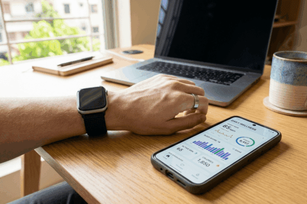 Modern health tech gadgets including smartwatch and app for wellness tracking in 2026